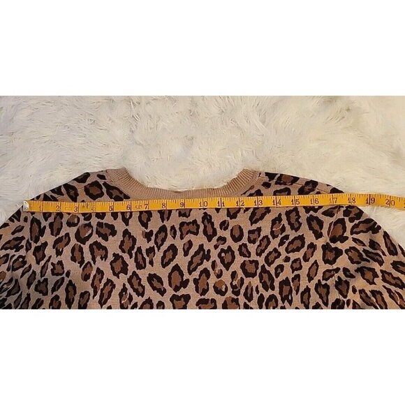 Ellen Tracy Leopard Print Sweater Womens Large Mob Wife Brown Black Fast Ship! - Picture 8 of 8